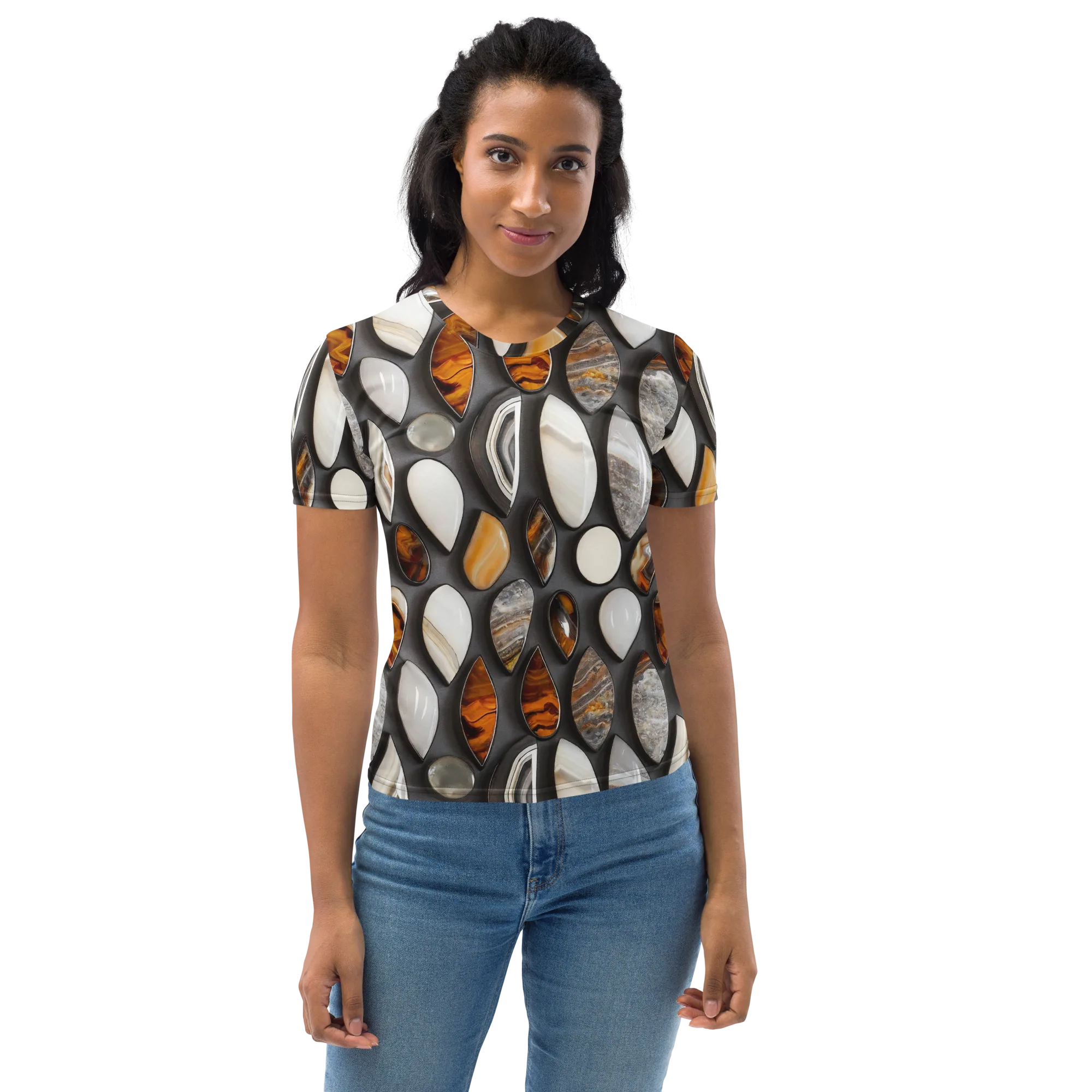 Obsidian Agate on Women's Crew Neck T-Shirt — Front