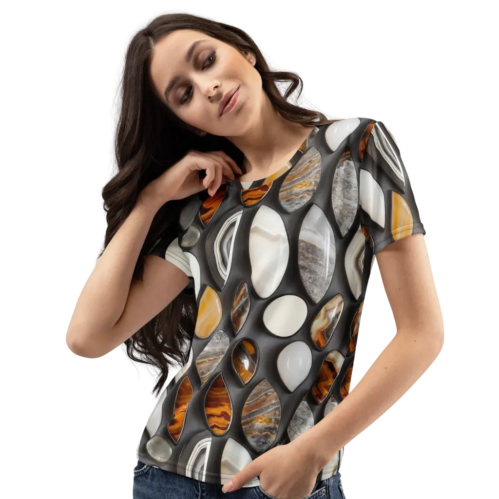 Obsidian Agate on Women's Crew Neck T-Shirt — Left Front