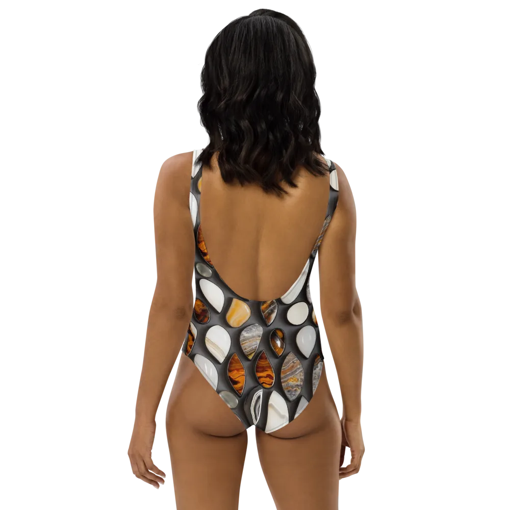 Obsidian Agate on One-Piece Swimsuit — Back