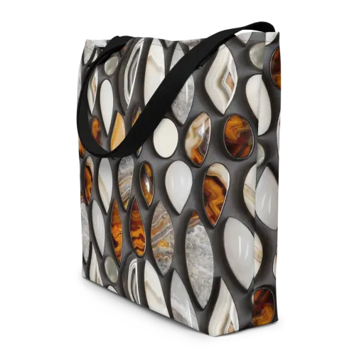 Obsidian Agate on a Large Tote Bag W/ Pocket