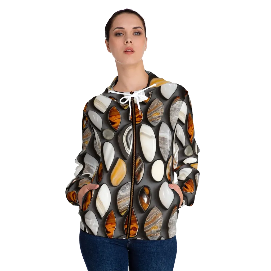 Obsidian Agate on Women's Full-Zip Hoodie — Front On Person