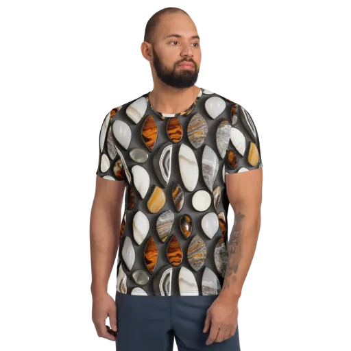Obsidian Agate on a Men's Athletic T-Shirt