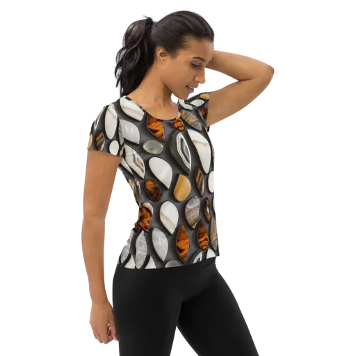 Obsidian Agate on a Women's Athletic T-Shirt