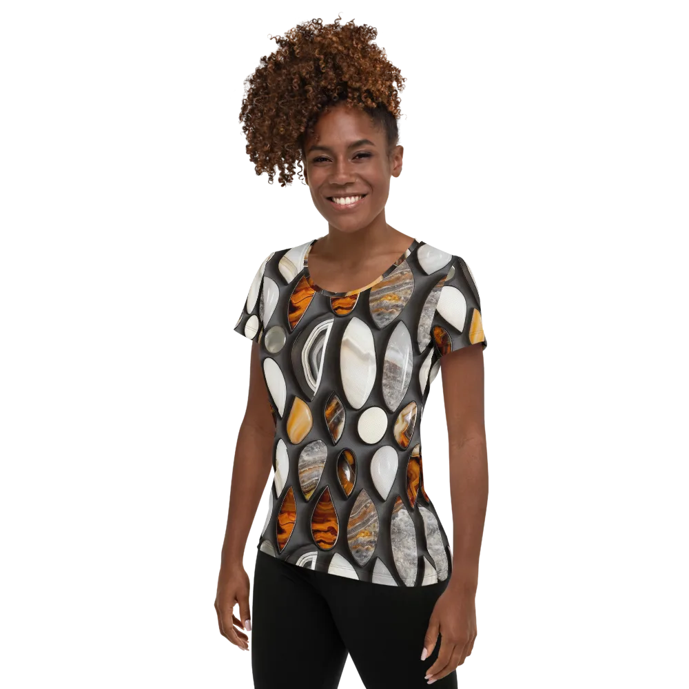 Obsidian Agate on Women's Athletic T-Shirt — Left