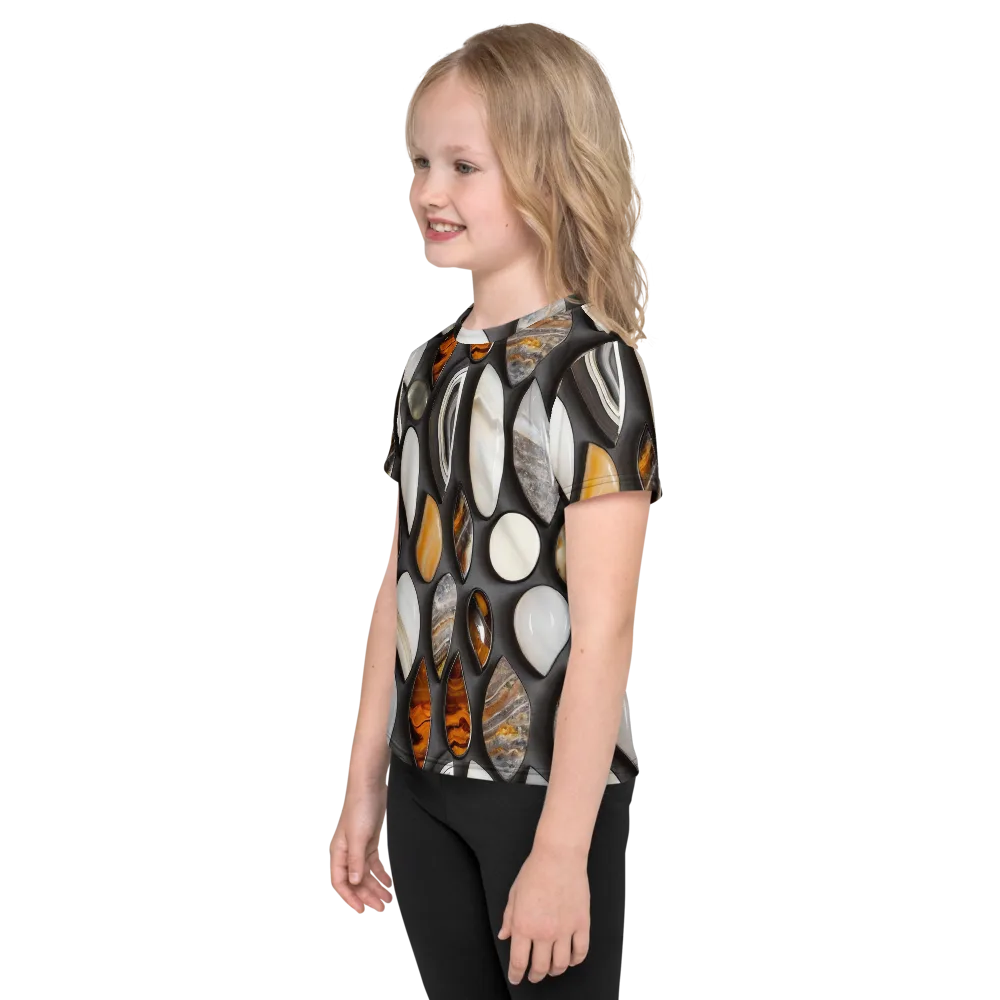 Obsidian Agate on Kids Crew Neck T-Shirt — Left