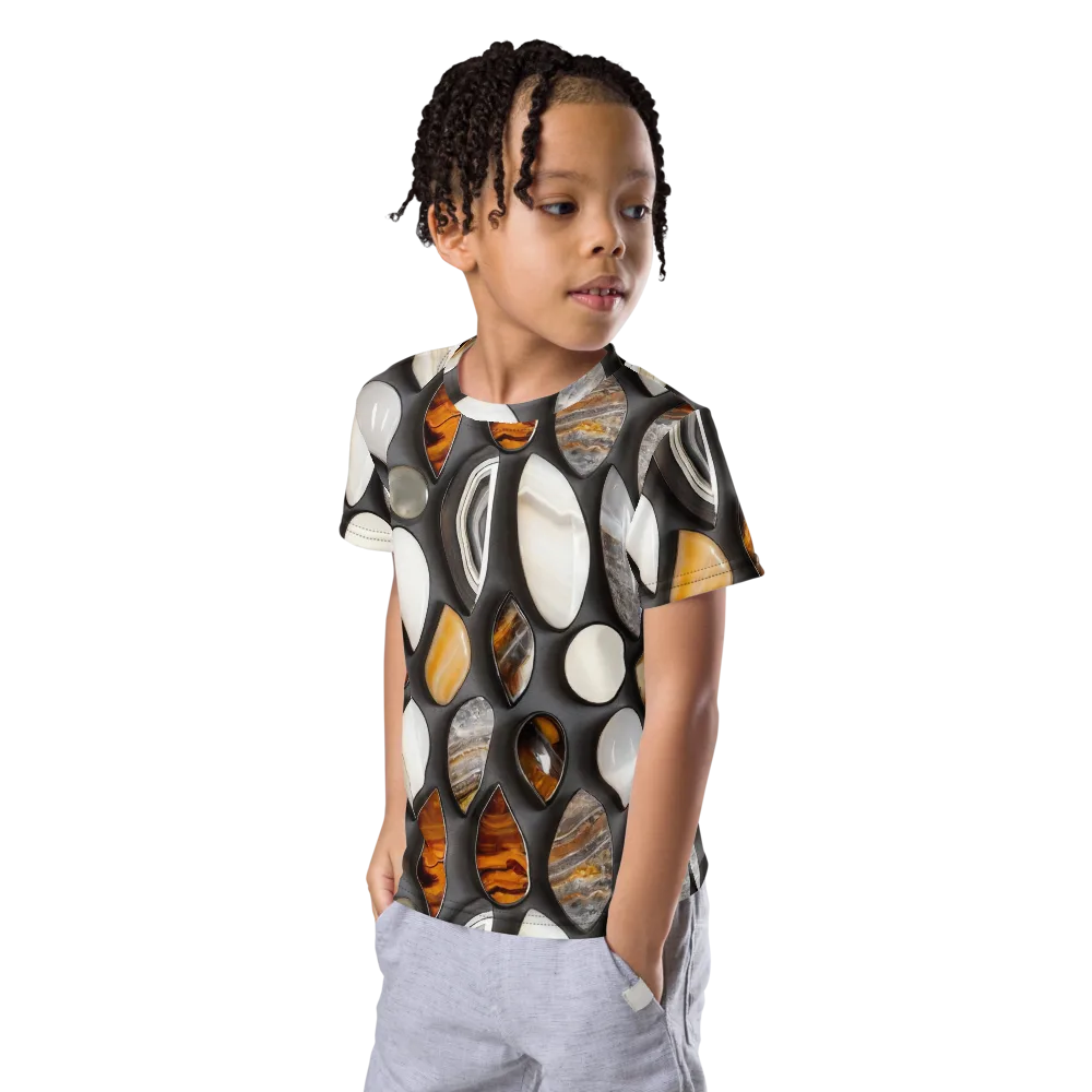 Obsidian Agate on Kids Crew Neck T-Shirt — Left Front