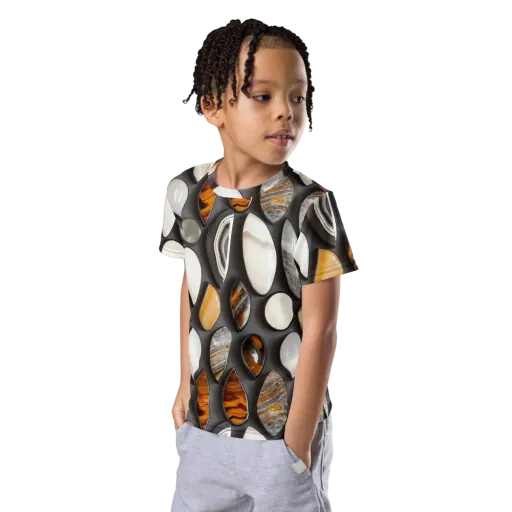Obsidian Agate on a Kids Crew Neck T-Shirt