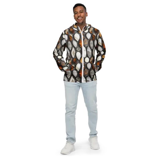 Obsidian Agate on a Men's Windbreaker