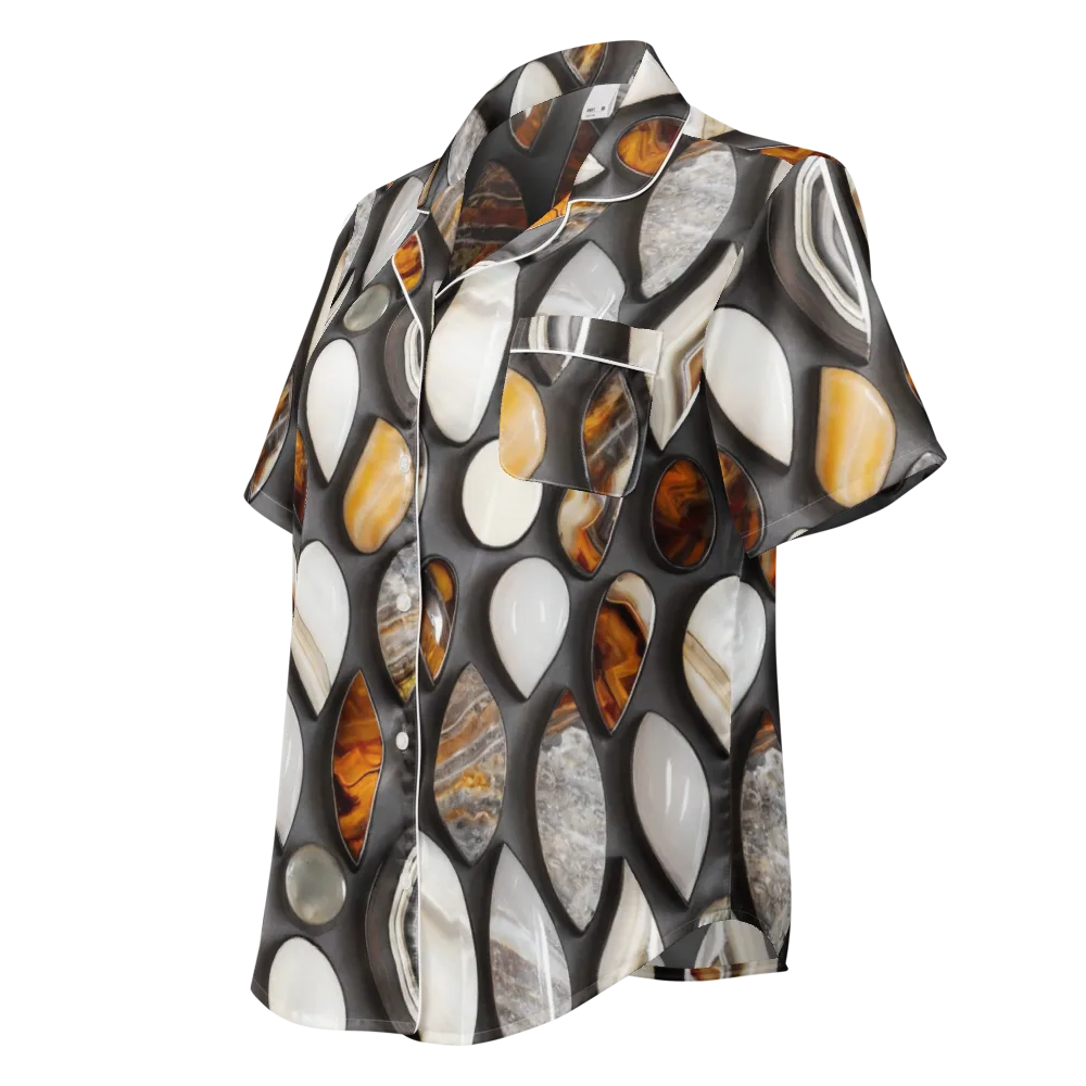 Obsidian Agate on Women's Short Sleeve Pajama Top — Left Front
