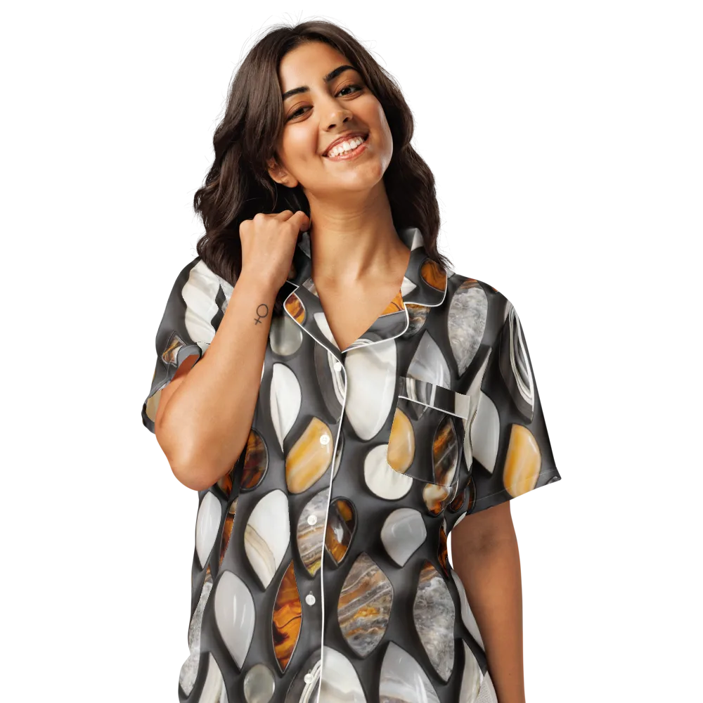 Obsidian Agate on Women's Short Sleeve Pajama Top — Front