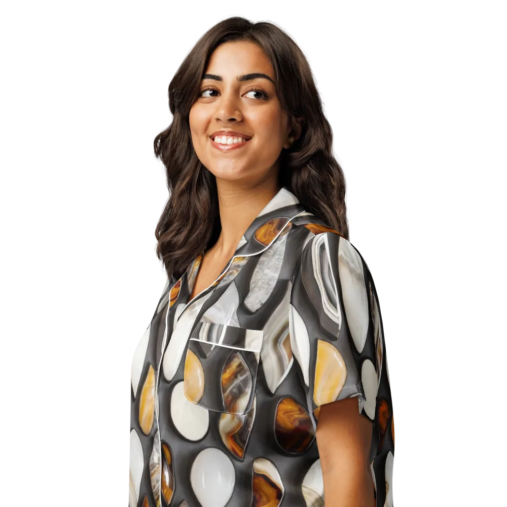 Obsidian Agate on Women's Short Sleeve Pajama Top — Left Front
