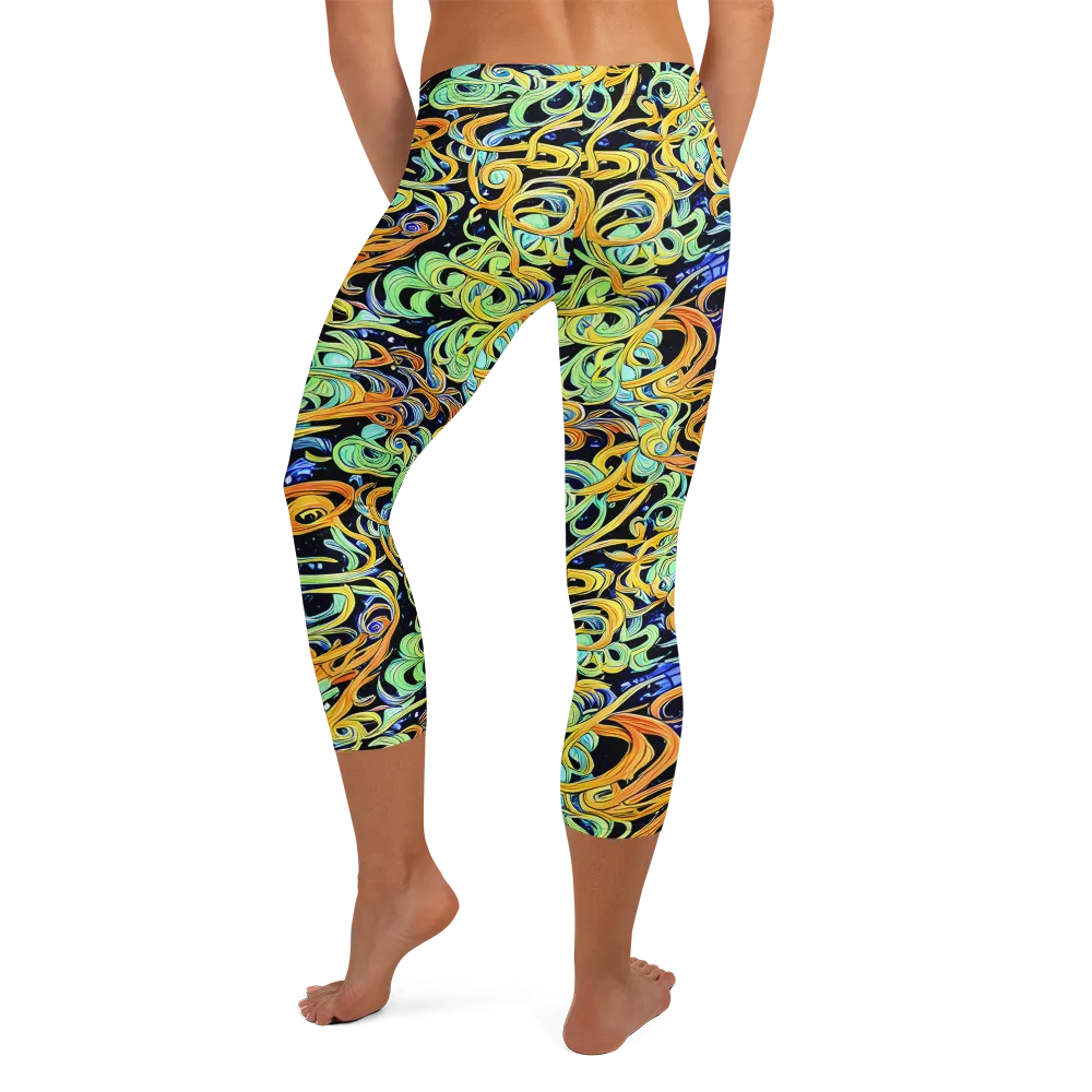 Midnight Ribbons on Capri Leggings — Back