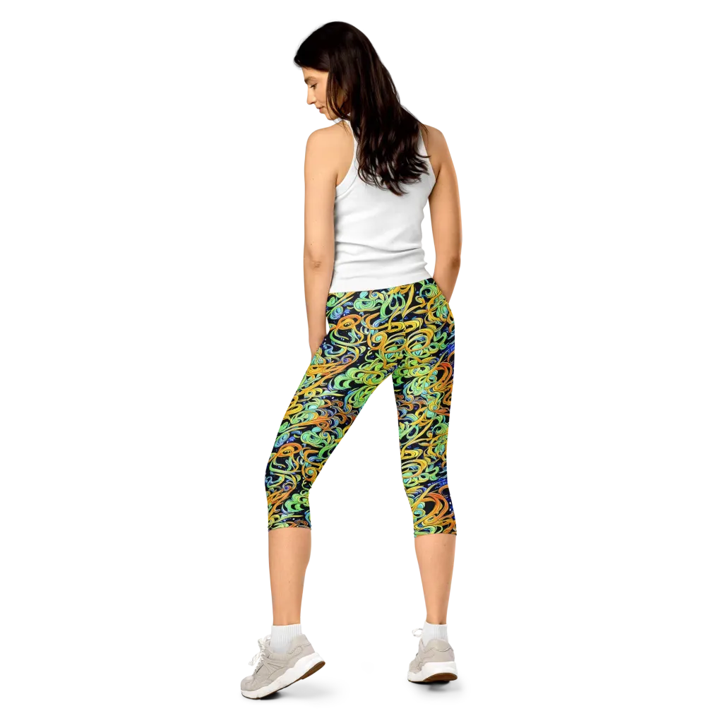 Midnight Ribbons on Capri Leggings — Back