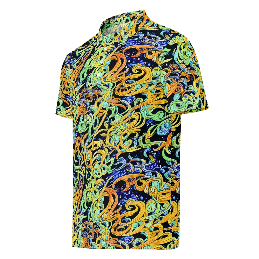 Midnight Ribbons on Men's Slim Fit Polo Shirt — Left Front