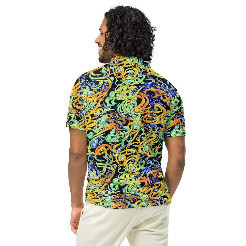 Midnight Ribbons on Men's Slim Fit Polo Shirt — Back