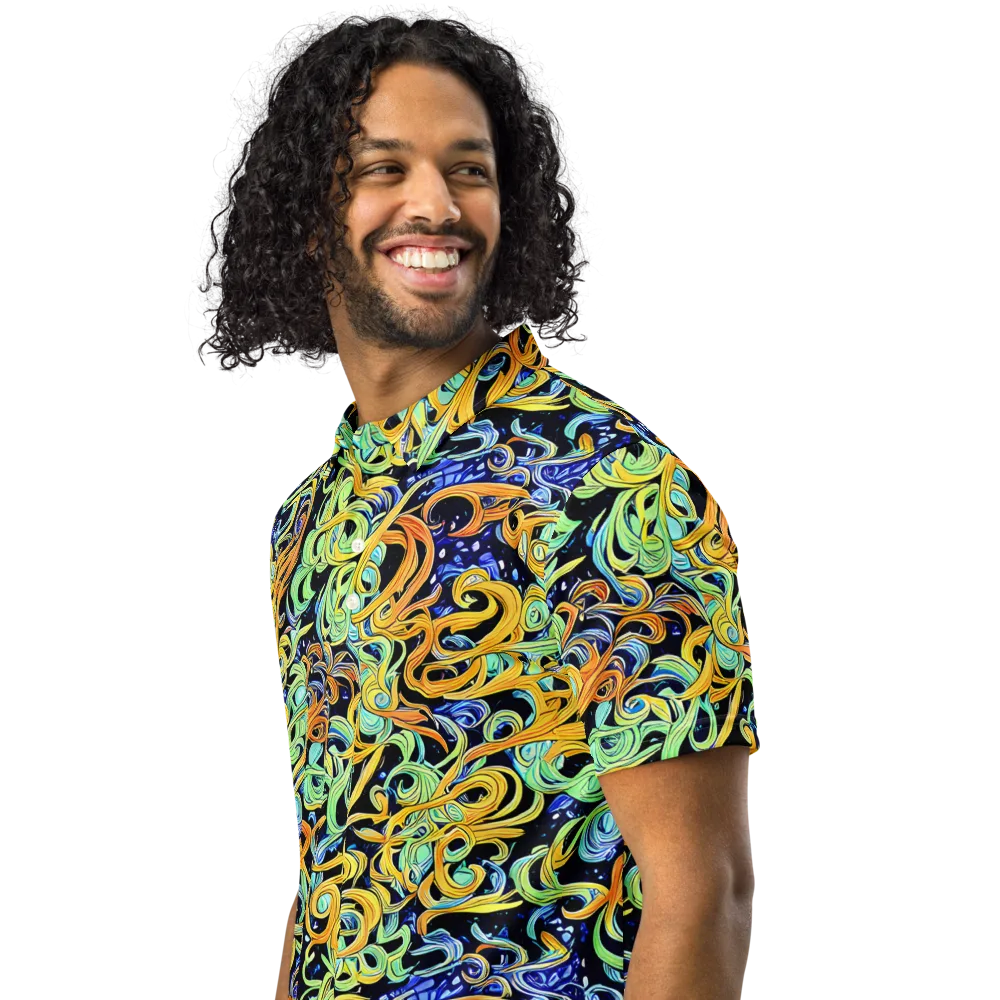Midnight Ribbons on Men's Slim Fit Polo Shirt — Left Front