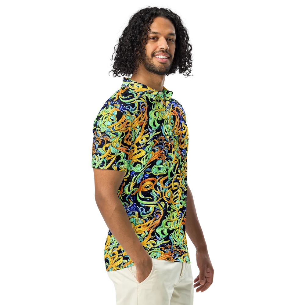 Midnight Ribbons on Men's Slim Fit Polo Shirt — Right Front