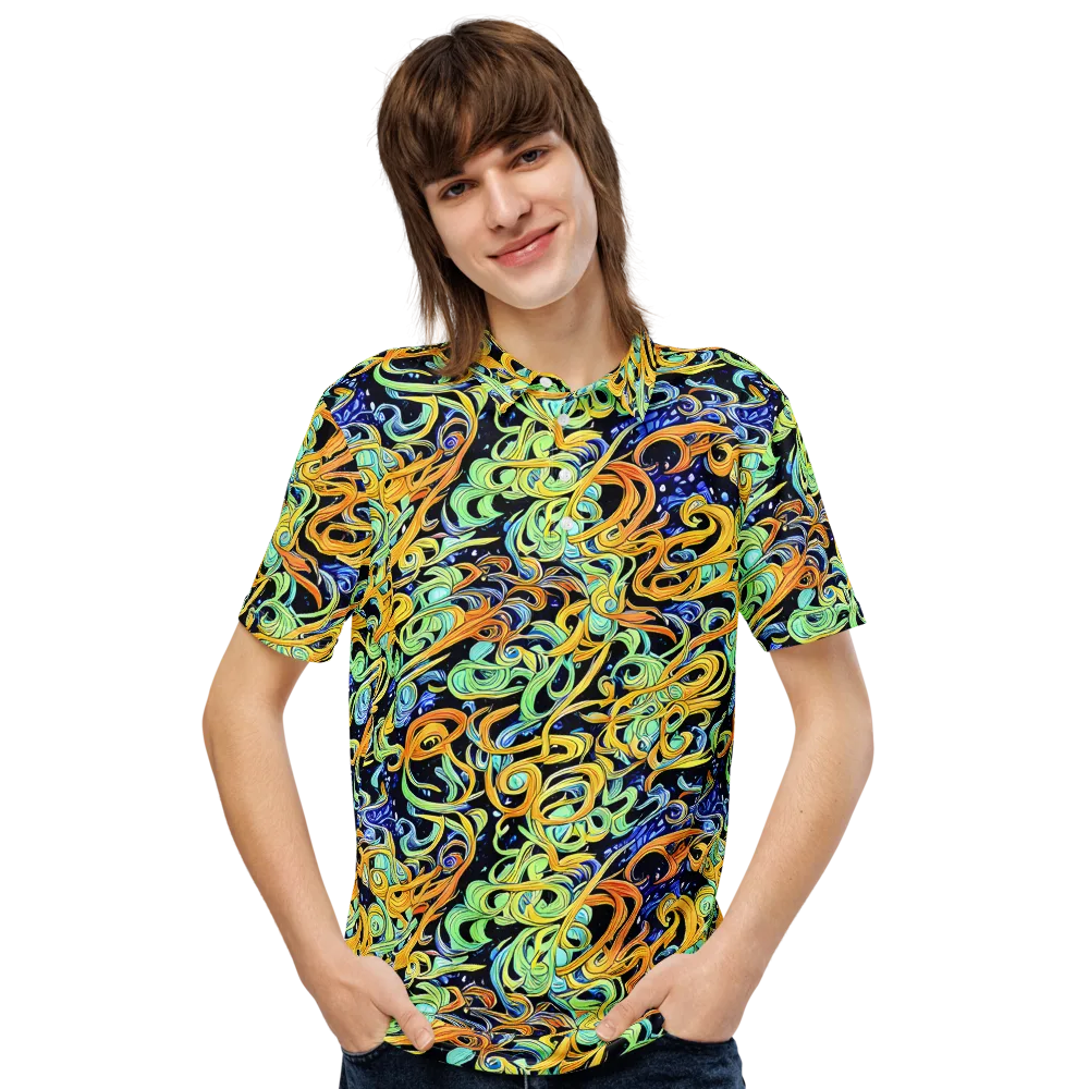Midnight Ribbons on Men's Slim Fit Polo Shirt — Front