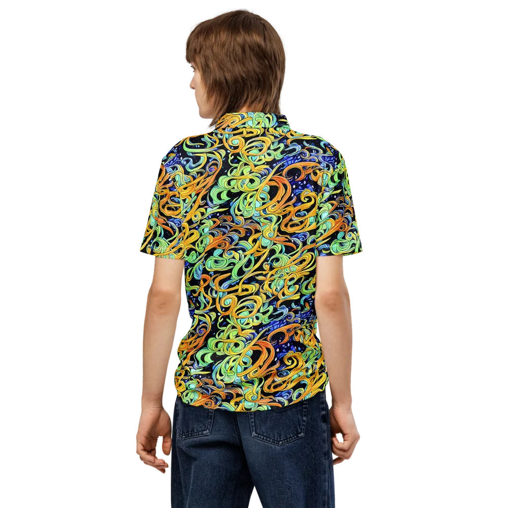 Midnight Ribbons on Men's Slim Fit Polo Shirt — Back