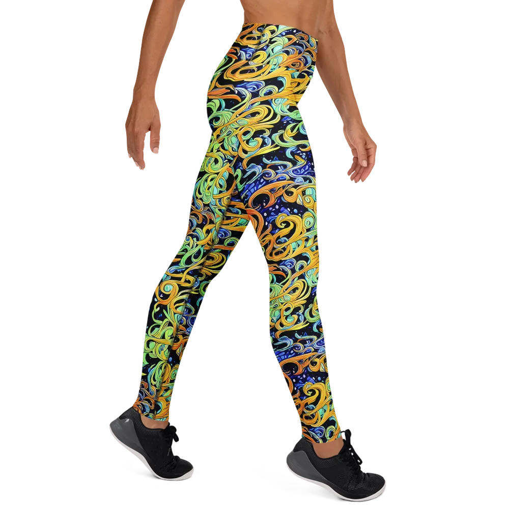 Midnight Ribbons on Yoga Leggings — Right