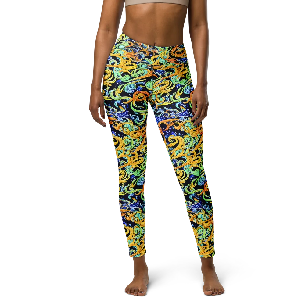 Midnight Ribbons on Yoga Leggings — Front