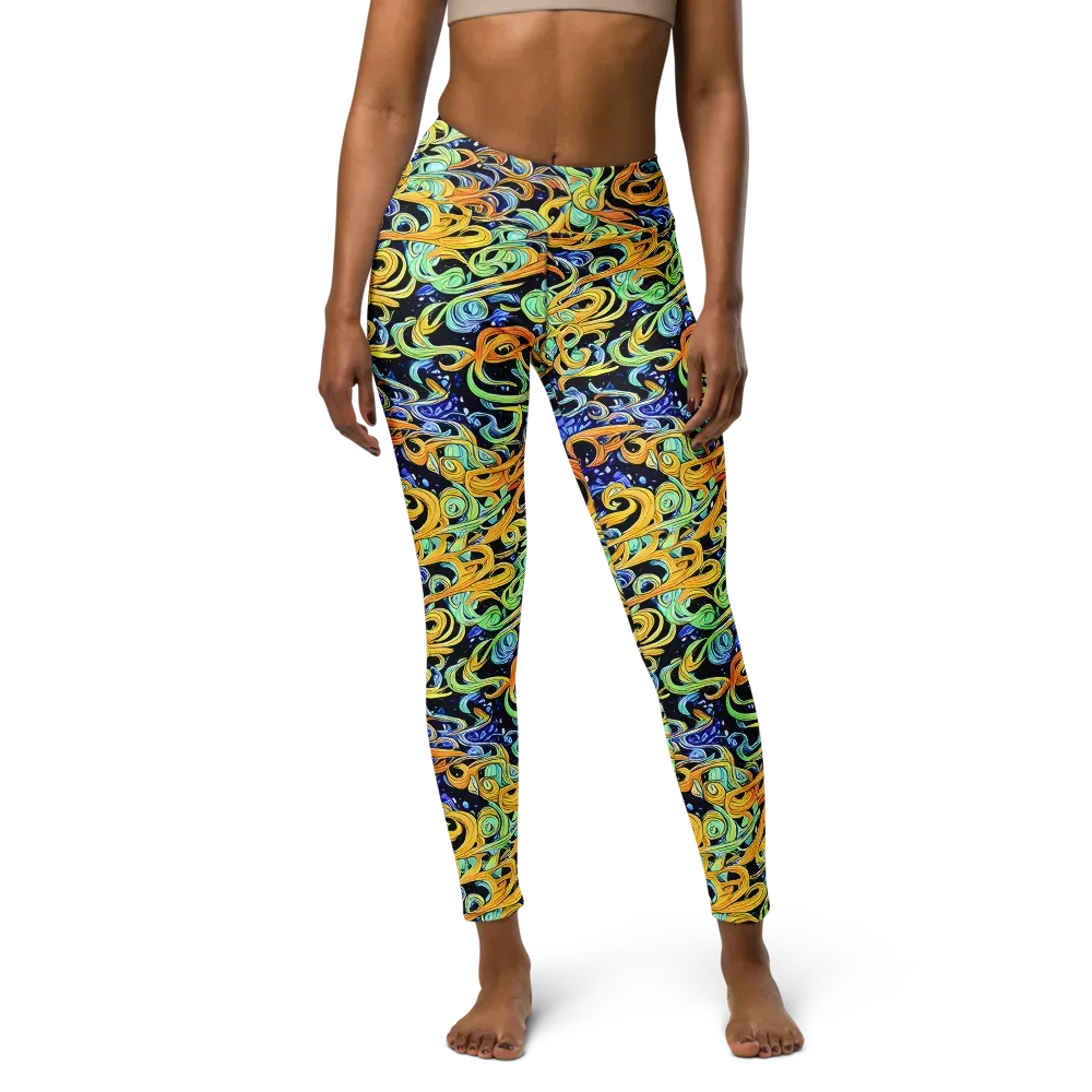 Midnight Ribbons on Yoga Leggings — Front