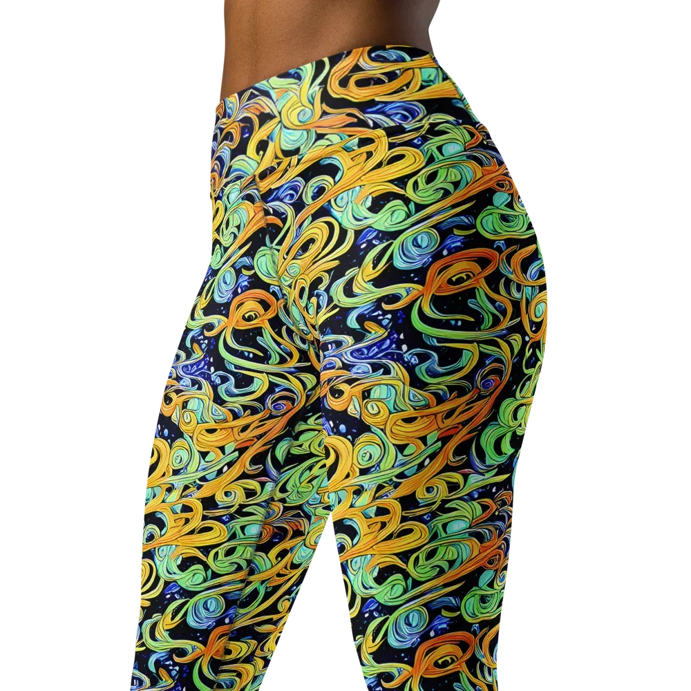Midnight Ribbons on Yoga Leggings — Left Front
