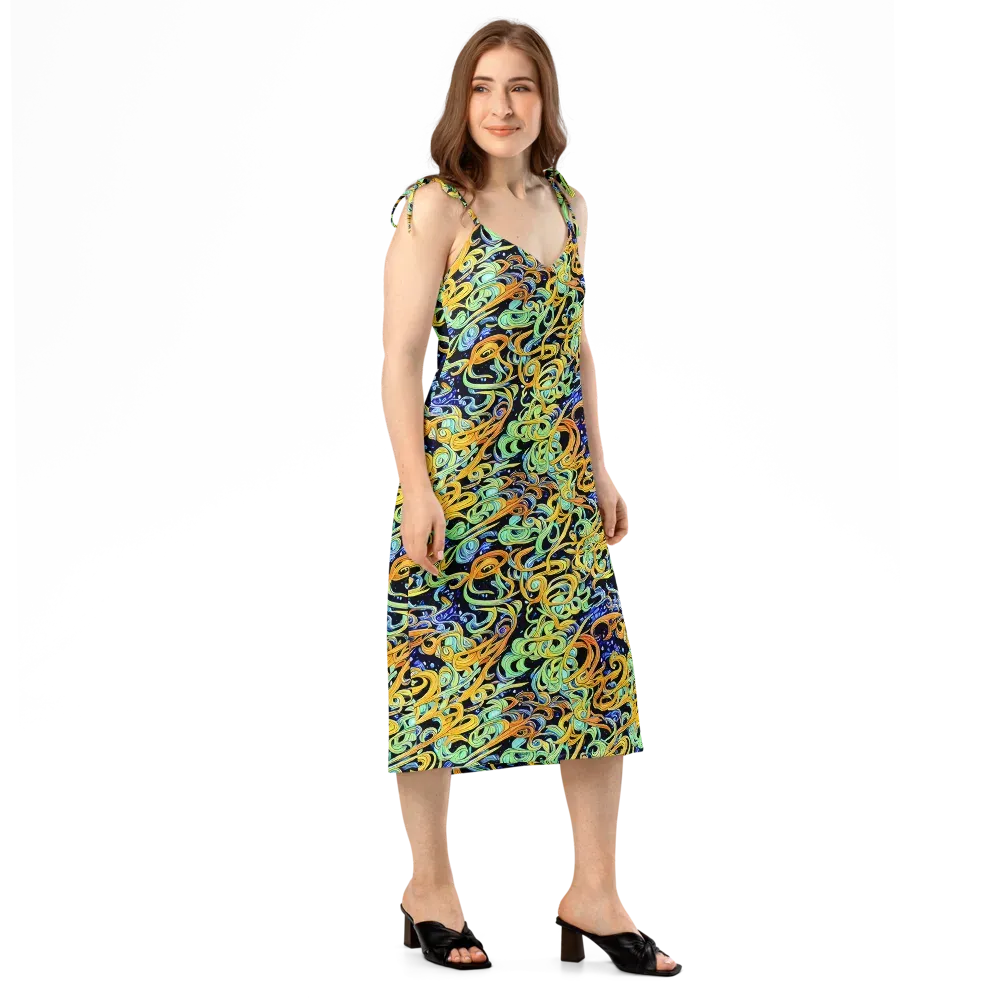 Midnight Ribbons on Slip Dress — Right Front