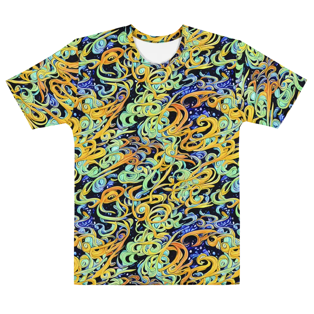 Midnight Ribbons on Men's Cotton Crew Neck T-Shirt — Front