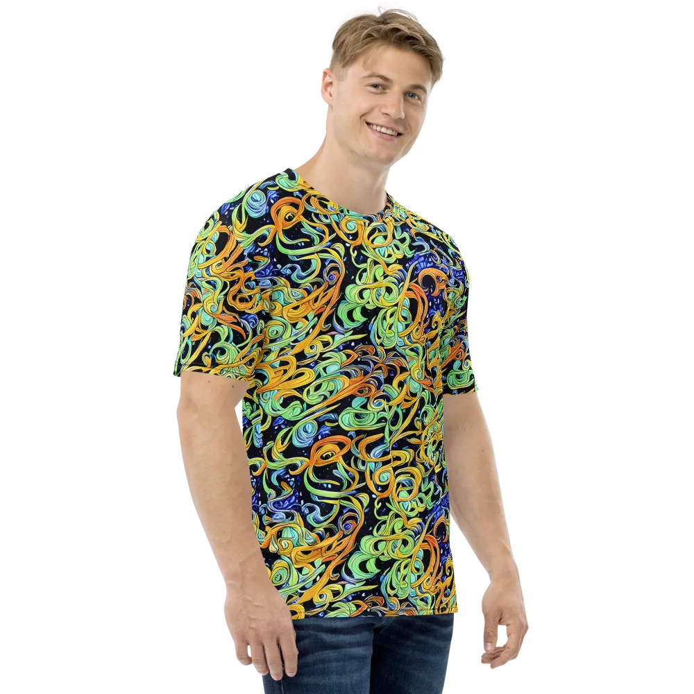 Midnight Ribbons on Men's Crew Neck T-Shirt — Right