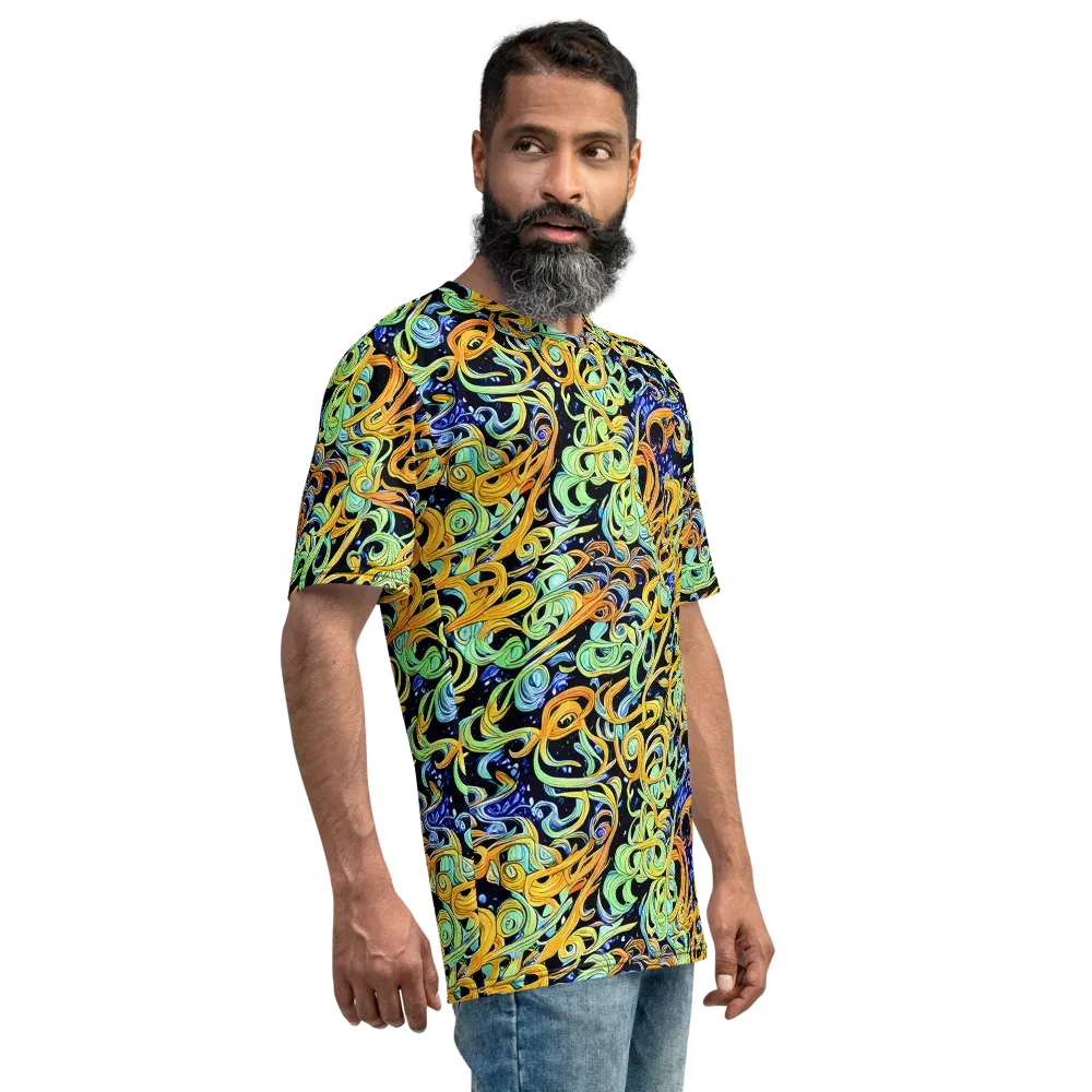 Midnight Ribbons on Men's Crew Neck T-Shirt — Right