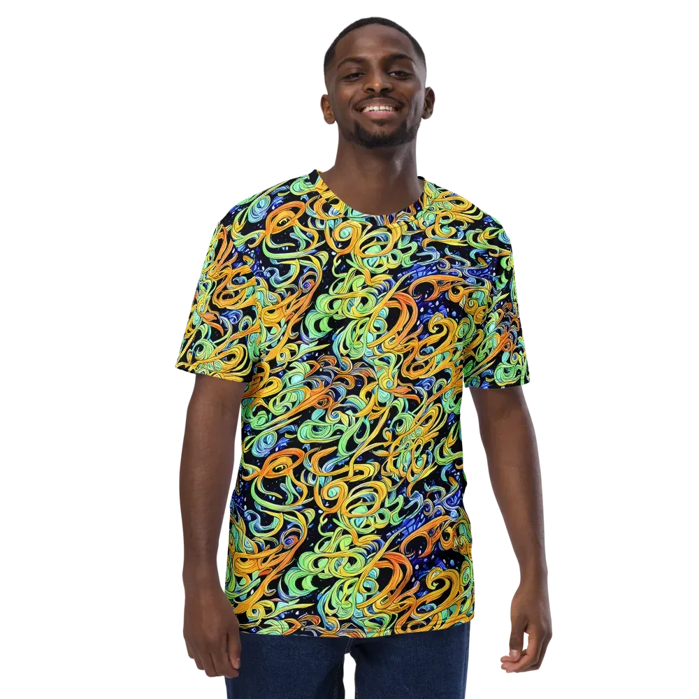 Midnight Ribbons on Men's Crew Neck T-Shirt — Front