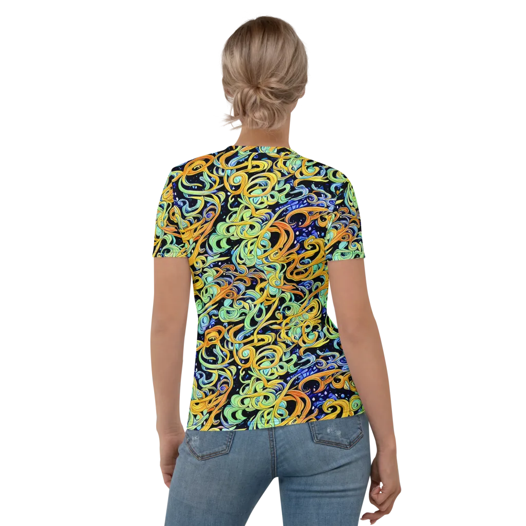 Midnight Ribbons on Women's Crew Neck T-Shirt — Back