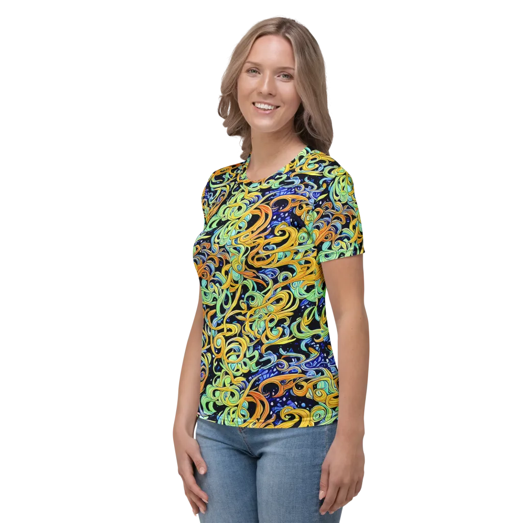 Midnight Ribbons on Women's Crew Neck T-Shirt — Left