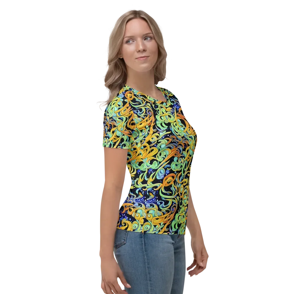 Midnight Ribbons on Women's Crew Neck T-Shirt — Right