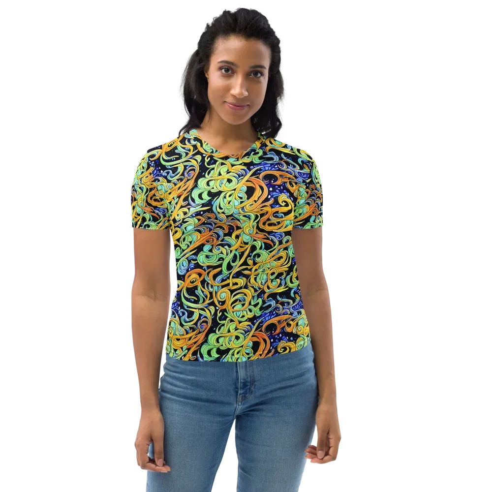 Midnight Ribbons on Women's Crew Neck T-Shirt — Front