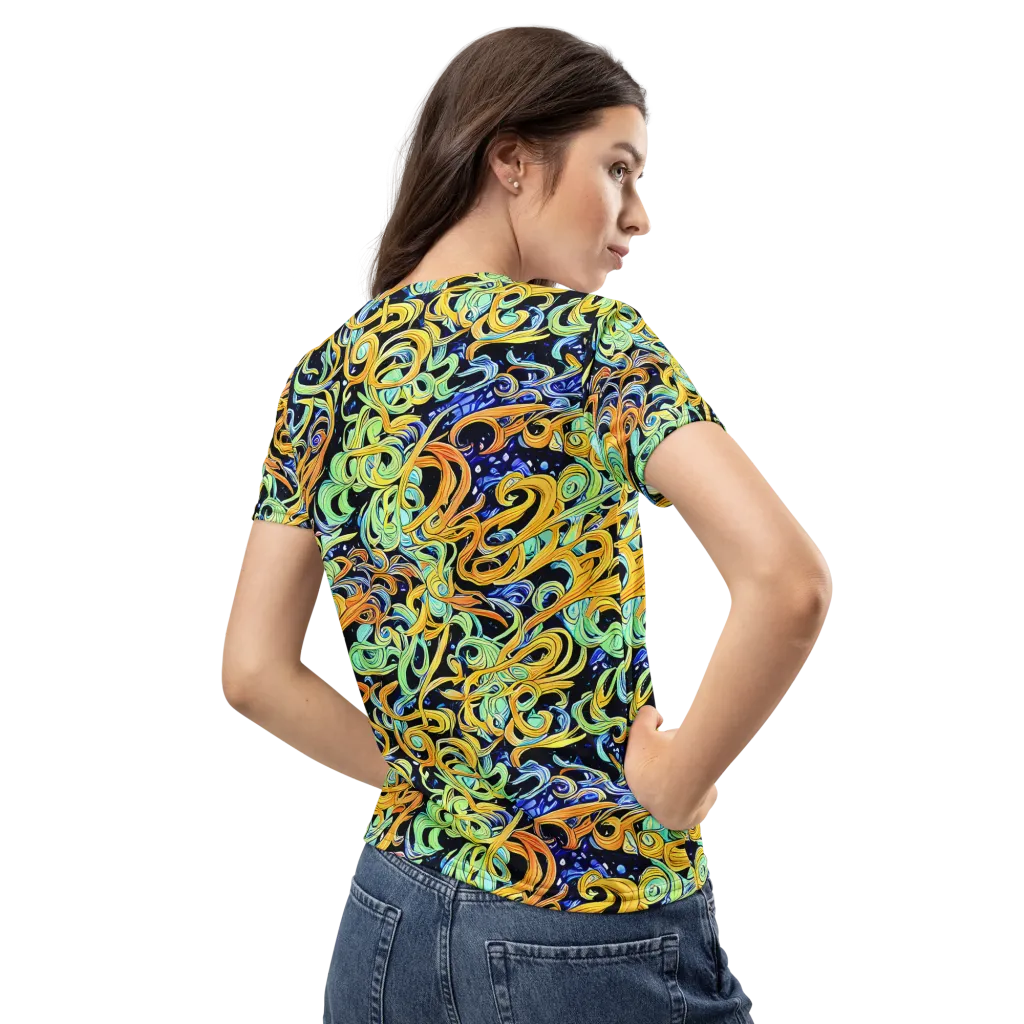 Midnight Ribbons on Women's Crew Neck T-Shirt — Back