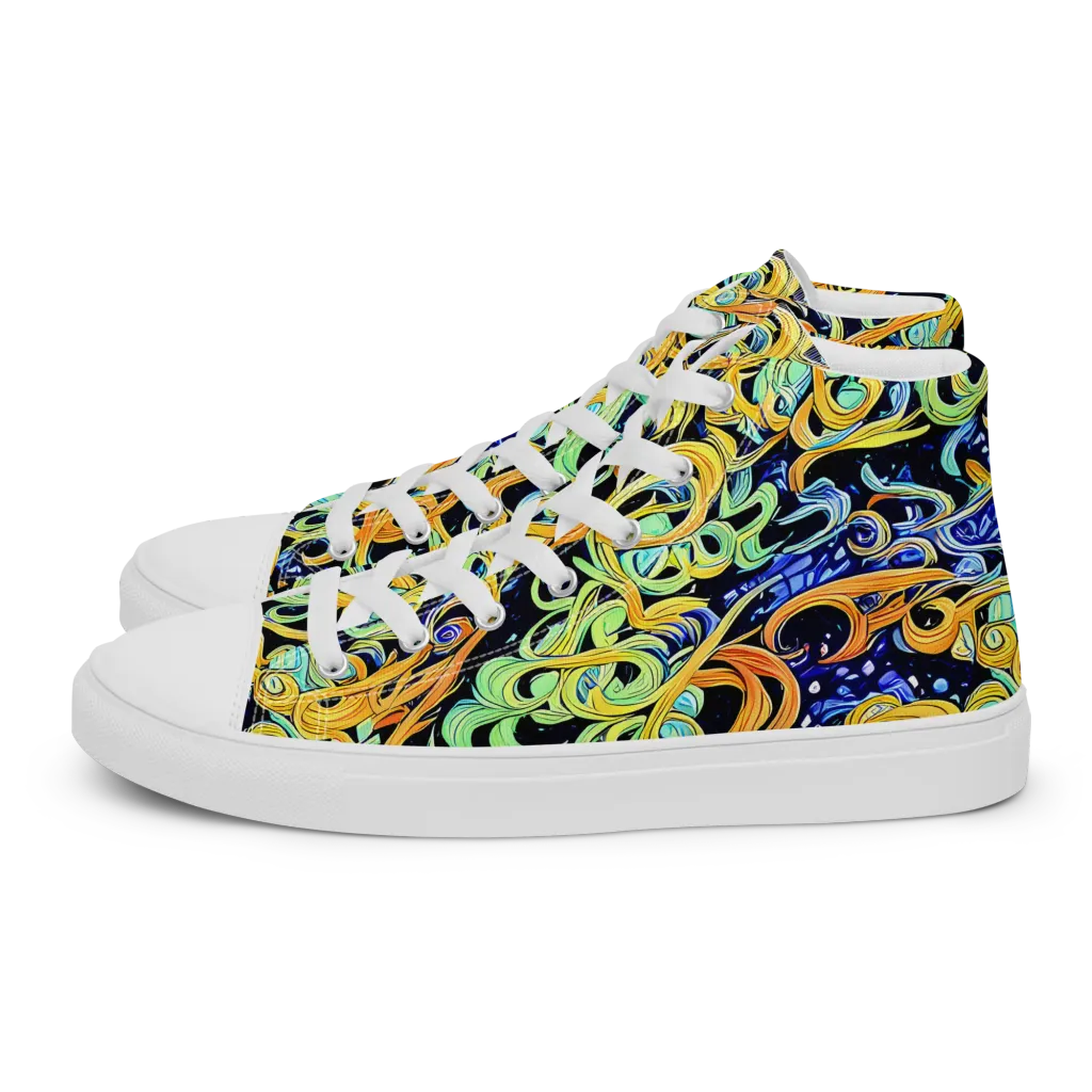 Midnight Ribbons on Women's High Top Canvas Shoes — Left