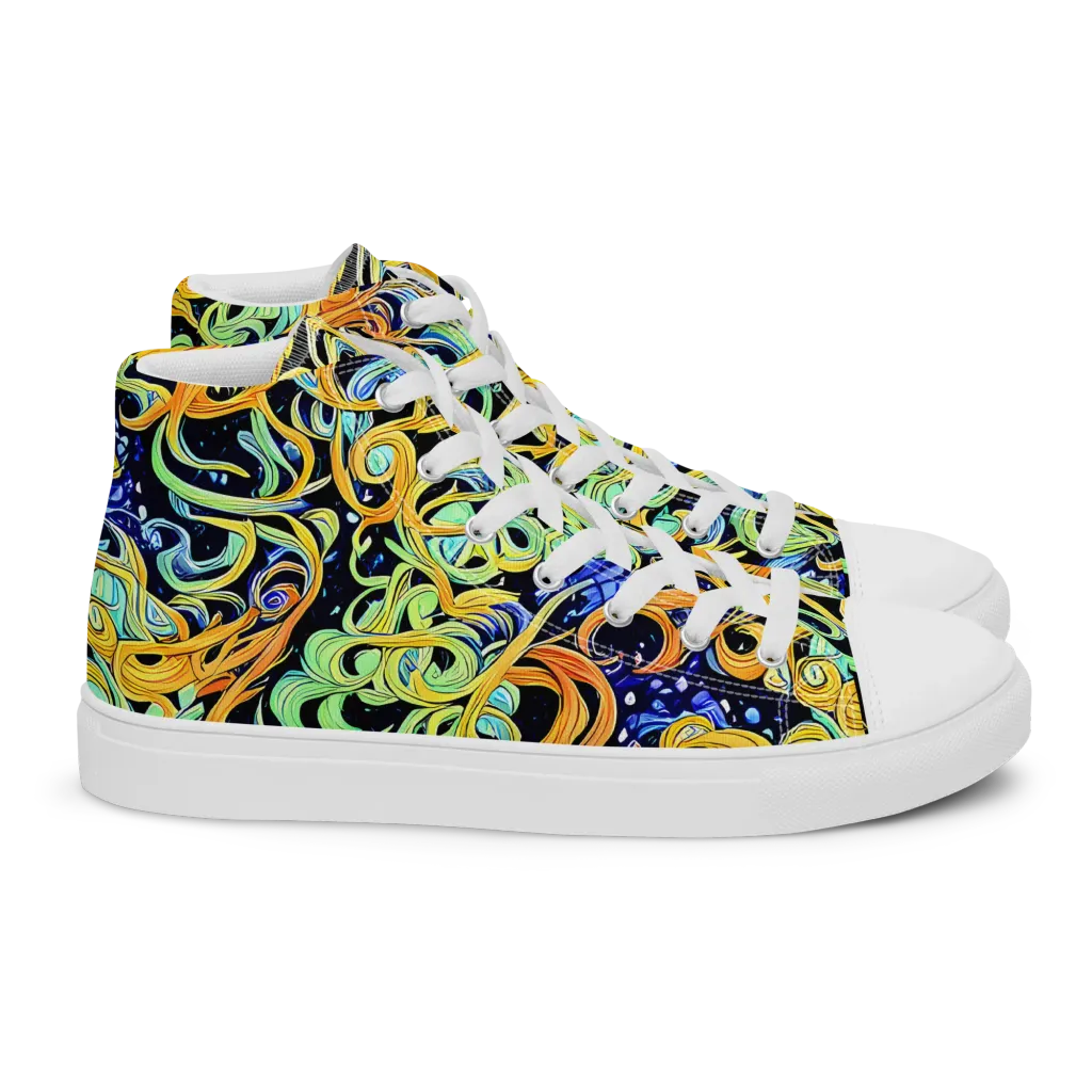 Midnight Ribbons on Women's High Top Canvas Shoes — Right