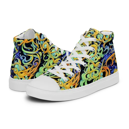 Midnight Ribbons on a Women's High Top Canvas Shoes