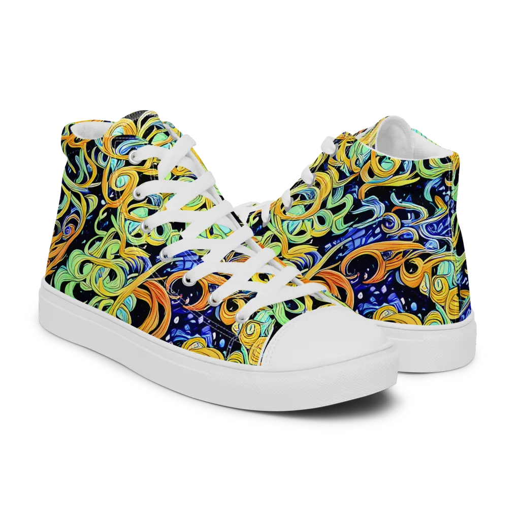 Midnight Ribbons on Women's High Top Canvas Shoes — Right