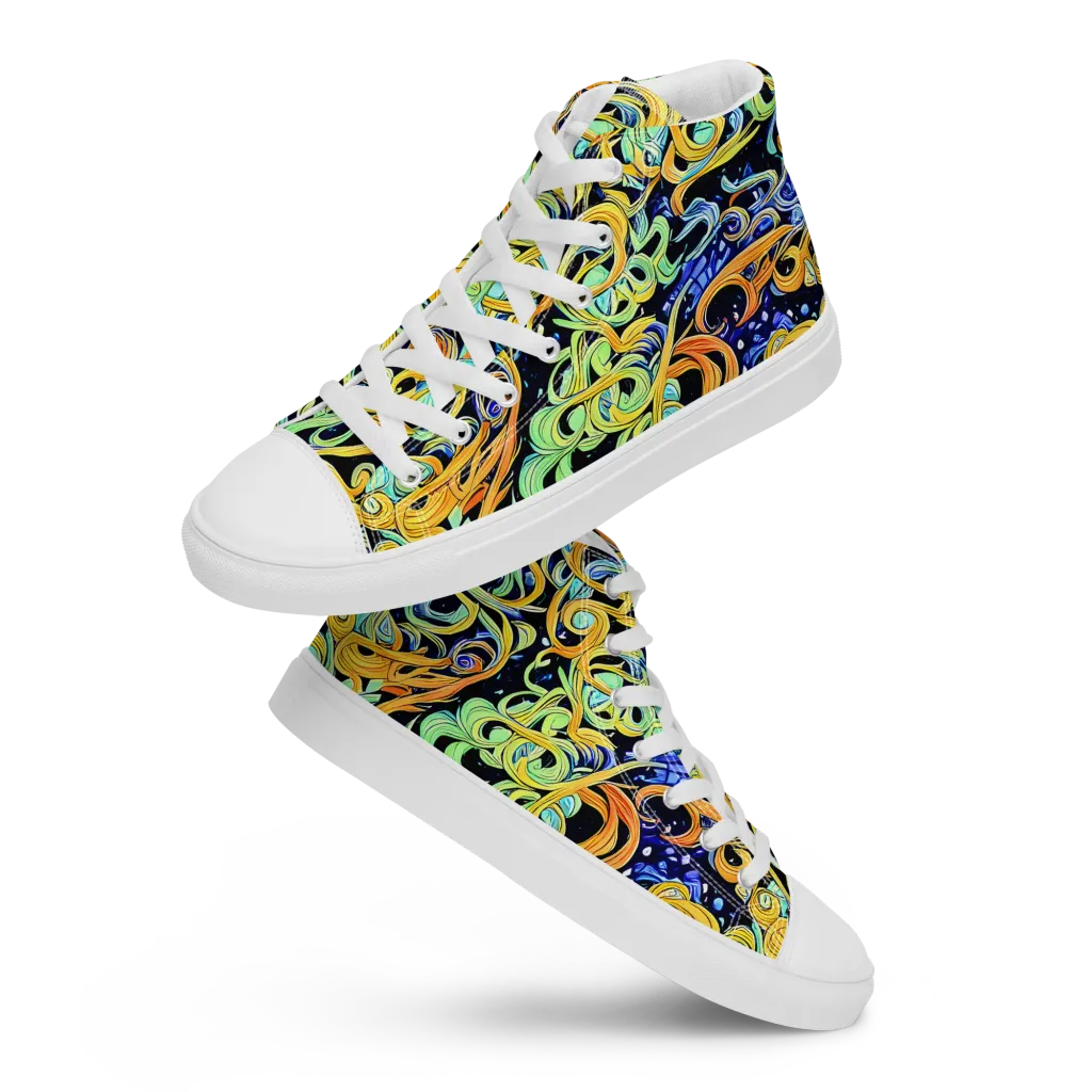 Midnight Ribbons on Women's High Top Canvas Shoes — Front