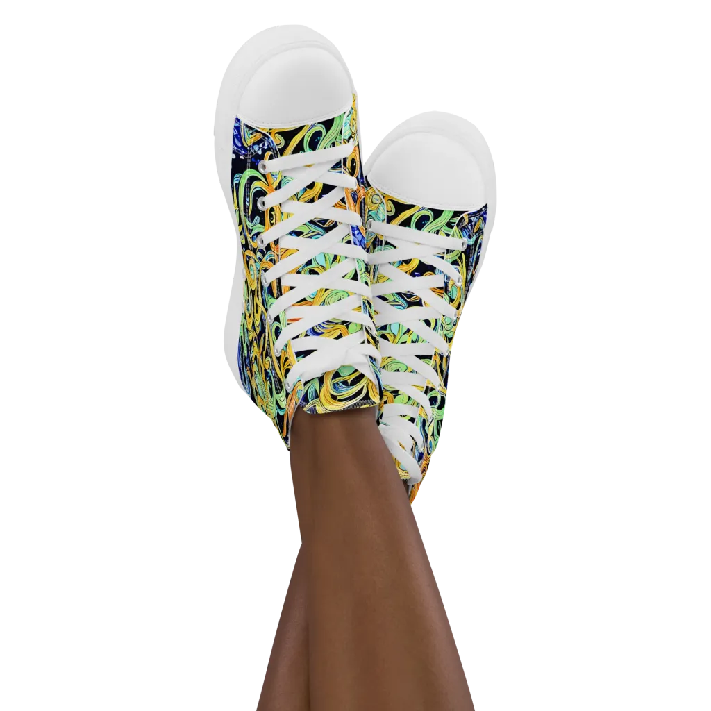 Midnight Ribbons on Women's High Top Canvas Shoes — Front