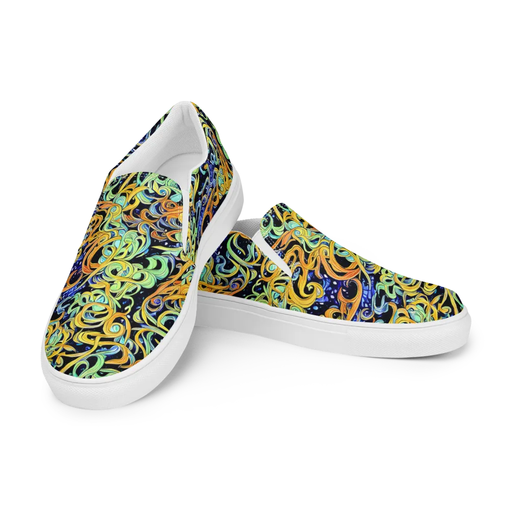 Midnight Ribbons on Men's Slip-On Canvas Shoes — Left Front