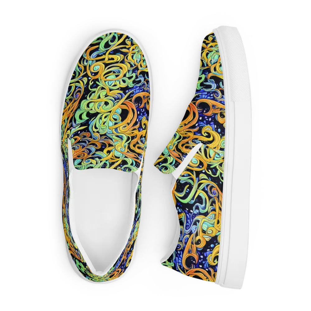 Midnight Ribbons on Men's Slip-On Canvas Shoes — Front