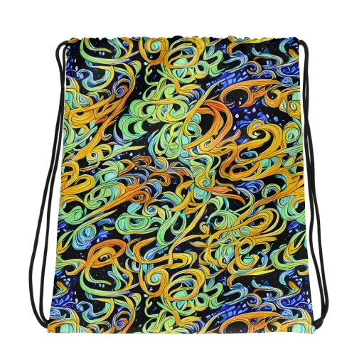 Midnight Ribbons on a Drawstring Bag