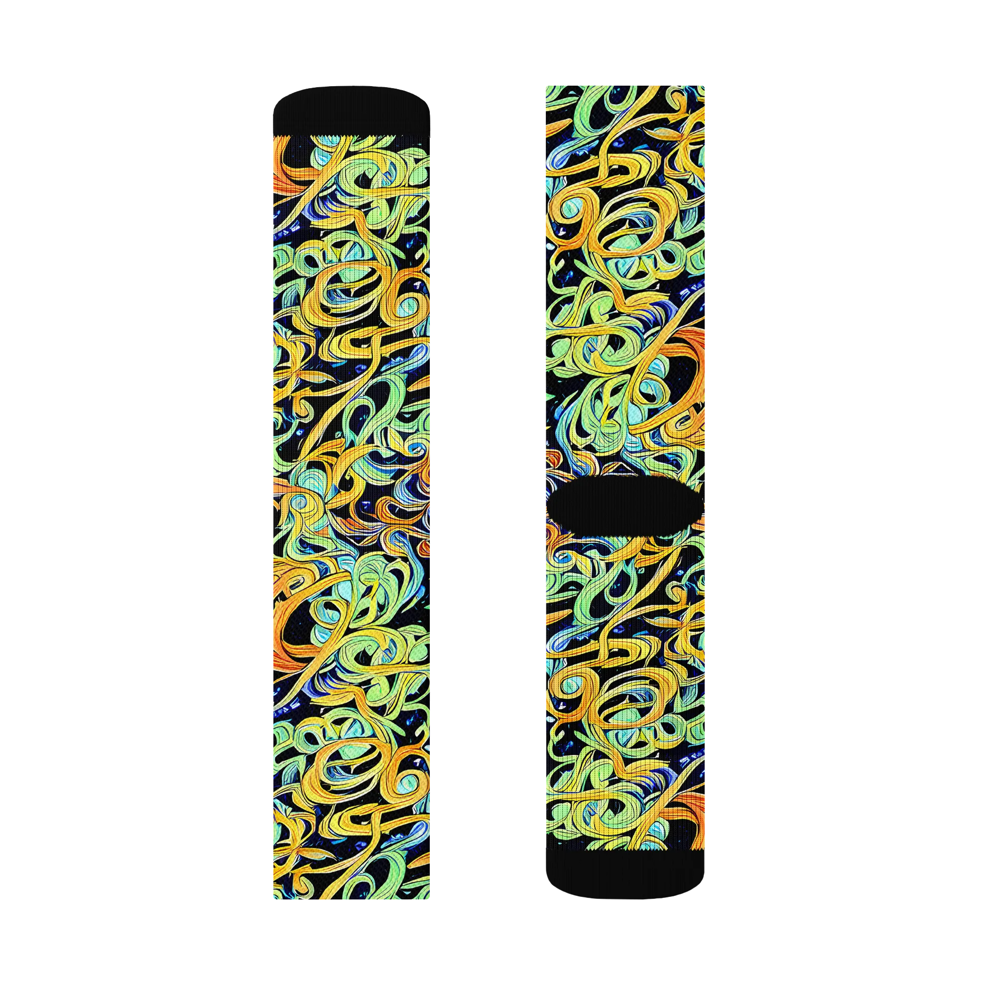 Midnight Ribbons on Socks — Left Sock