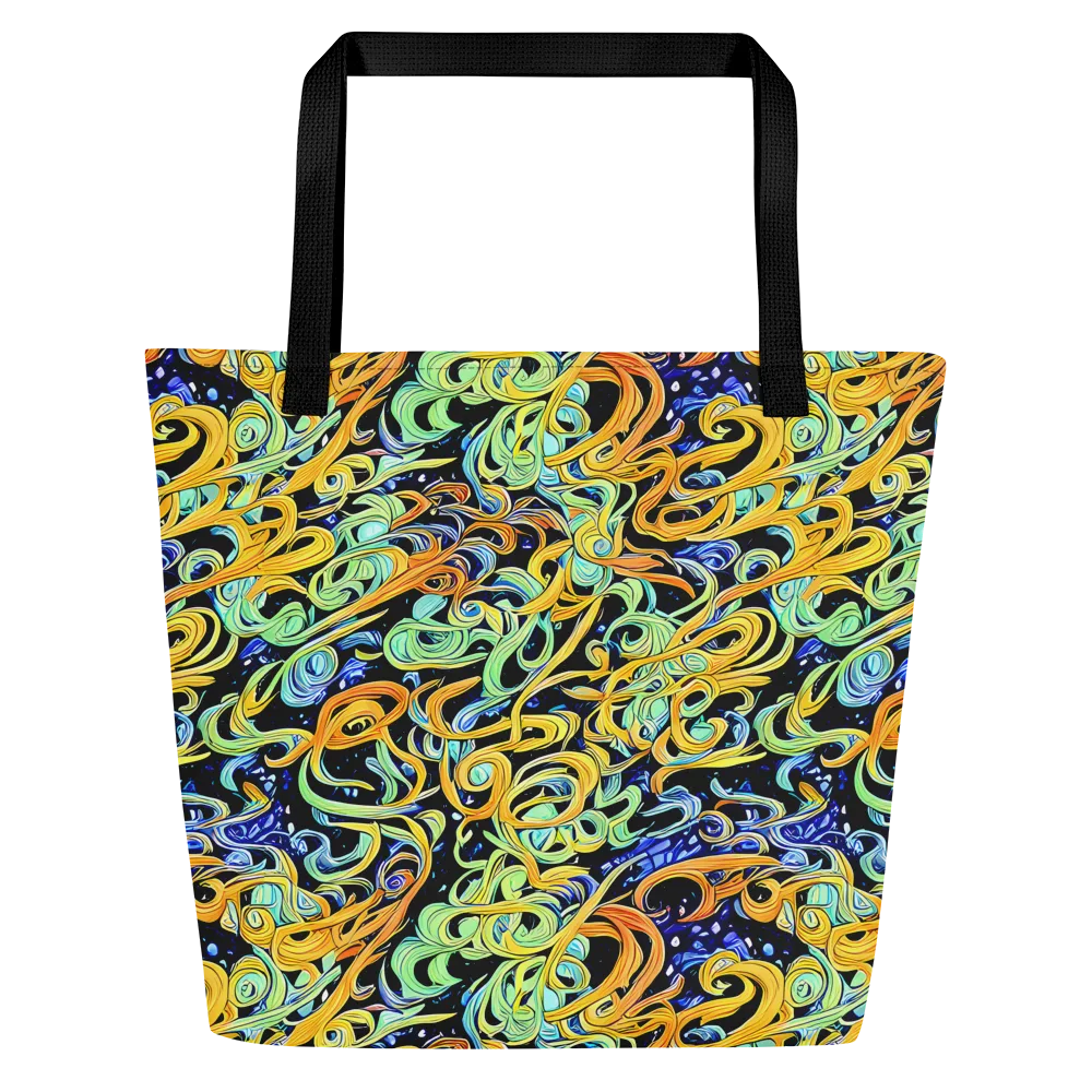 Midnight Ribbons on Large Tote Bag W/ Pocket — Front