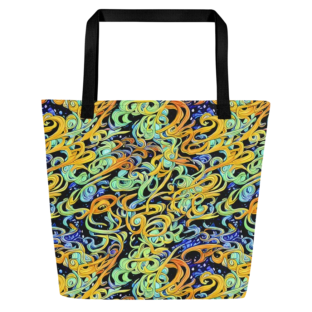 Midnight Ribbons on Large Tote Bag W/ Pocket — Front