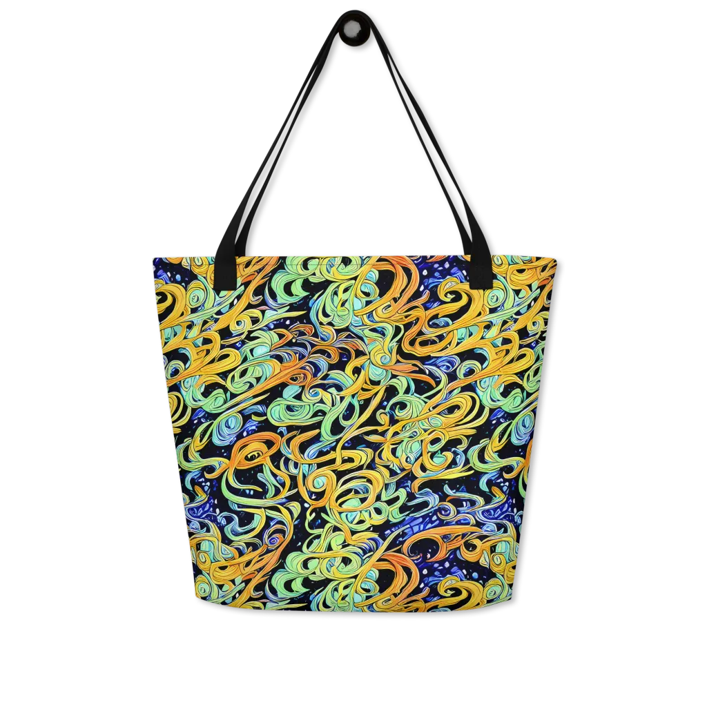 Midnight Ribbons on Large Tote Bag W/ Pocket — Front